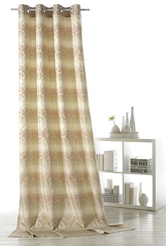 Fashion&Joy Ösenschal Gardine Vorhang Barock Ornamente Farbverlauf modern Blickdicht beige-Gold HxB 245x140cm Dekoschal chic ÖKOTEX GESUND WOHNEN Typ359