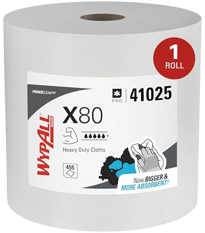 WYPALL 41025 Ripsband aus X80 Shop Handtücher, Jumbo Rolle, 12 1/2 W X 13.4l, weiß