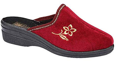 Damen Hausschuhe von Helen Komfortabel, warm, Velours, Keilabsatz, Größe 3–8 (UK), Mehrfarbig - burgunderfarben - Größe: 40