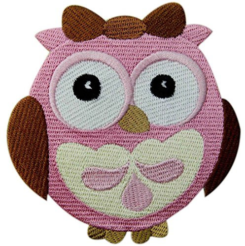 Aufnäher, bestickt, Design: Weit-Eyed Baby Girl Eule, zum Aufbügeln oder Aufnähen