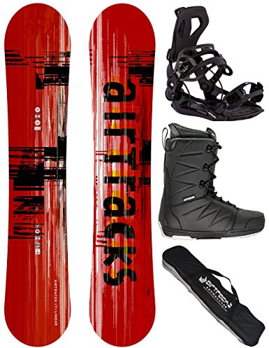 Airtracks Snowboard Set Board Linear Camber Extra Wide 165 + Snowboard Bindung Master + Boots Star Black 43 + Sb Bag