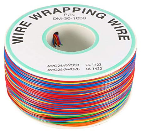 uxcell AWG30 656.2FT Breadboard Wrapping Wire PCB Solder PVC Coated Tin Plated Copper Cable,1 Roll 8-Wire Multiple Colors