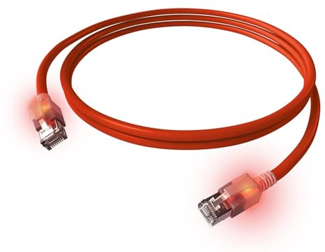 EasyLan DualBoot LED Patchkabel RJ45 S/FTP Kat.6A (Class EA), mit saCon Stecker, LSOH, rot, 1,5 m