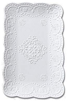 YBK Tech - Assiette rectangulaire en forme de dentelle en porcelaine pour le petit déjeuner et le thé de l'après-midi, Porcelaine, blanc, 10-inch