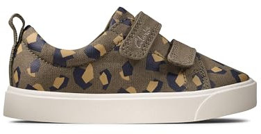 Clarks Boy's City Bright T Low-Top Sneakers, Olive Camo, 6.5 UK