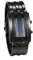 JewelryWe Paar Uhren Digitaluhr Schwarz Edelstahl Binäre Uhr Rechteck Bezel LED Sportuhr Blau LED Licht Kalender Mode Cool Partner Armbanduhr für Herren