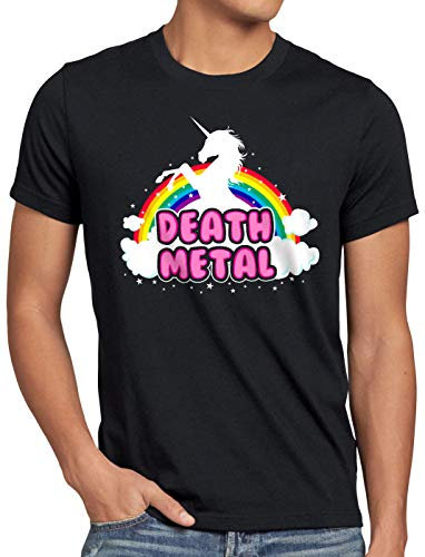 style3 Death Metal Einhorn Herren T-Shirt Heavy Musik Disko Regenbogen, Größe:XXL