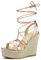 Allegra K Women's Espadrilles Platform Wedges Heel Lace Up Sandals, Rose Gold, 8 UK