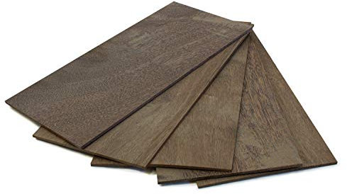 wodewa Holz Furnier Set 2mm Starkfurnier Sucupira 30x14cm | 5er Set Sägefurnier Bastelholz Platten Echtholz Holzfurnier zum Basteln Holzplatte Bastelset Modellbau DIY