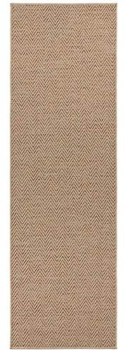 BT Carpet Nature Läufer In- und Outdoor – Schlingen Küchenläufer Rutschfest Flachgewebe Kurzflor Woll-Optik Fineloop Küchenteppich für Flur, Garten, Terrasse, Badezimmer – Beige Terracotta, 80x250cm