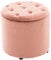 CLP Sitzhocker Pantin Samt I Polsterhocker Mit Stauraum I Gesteppter Hocker Mit Zierknöpfen I Runder Hocker Gepolstert, Farbe:pink