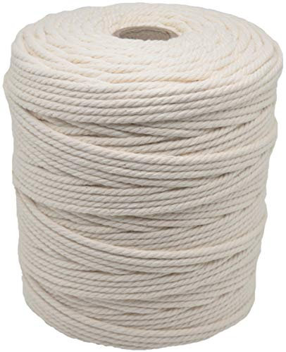 Lilly Arts Makramee garn - 4 mm x 200 m aus Baumwolle 100%, Kordel Makramee, Baumwollgarn, Baumwollkordel – Natural 4 mm x 200 m.