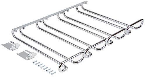 Emuca – Portabicchieri in 4 linee per mobili, Porta bicchieri per mensole o barre, 280 mm, acciaio, finitura cromata