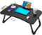 Laptop Table with USB Ports, Elekin Laptop Standing Desk for Bed, Portable Bed Tray, Lap Desk with Cup Holder for Writing, Reading, Working on Bed/Couch/Sofa(Small Fan, Small Lamp)