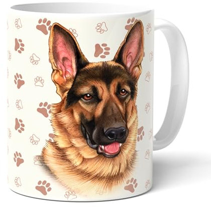 DEUTSCHER SCHÄFERHUND (A) - Kaffeetasse, Becher, Teetasse aus hochwertiger Keramik. Kaffeebecher mit schöner Grafik und Spruch in deutscher Sprache. Praktisches Geschenk.