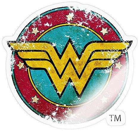 Spreadshirt DC Comics Wonder Woman Logo Used Look Sticker, max. 10 x 10 cm, 10 x 10 cm, Transparent glänzend