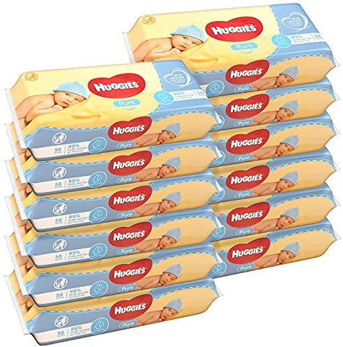 Baby Wipes Pure Water Fragrance Free Wipes, 56 Count (Pack of 12) Total 672 Wipes