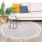 FRAAI | Home & Living Teppich Hochflor Rund - Lofty Fringe Hellgrau Ø 100cm - Einfarbig - Modern, Skandinavisch - Wohnzimmer, Esszimmer, Schlafzimmer - Fellteppich - Rug