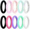 Corato Damen 10 Stück Silikon Ring Set 3mm Hautfreundlich Ring Glitzer Bunt Ring -Schwarz, Grün, Bleu etc Größe 57