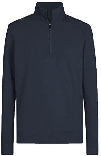 Hann Brooks Felpa da uomo a maniche lunghe in cotone pesante interno in pile con mezza zip, blu navy, M