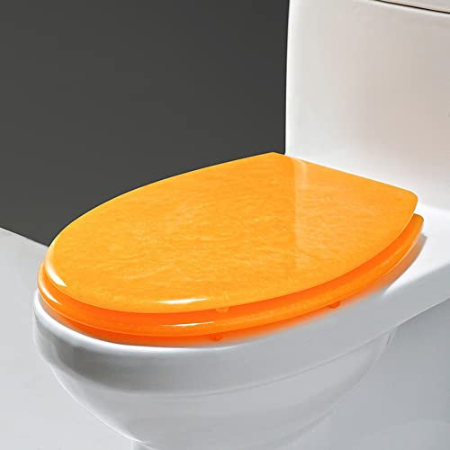 MANY Universal-Toilettensitz, WC-Sitz Mit Absenkautomatik, Toilettendeckel Klobrille Schnelle Demontage, Klodeckel Harz WC-Deckel, Stark Und Robust(Orange)