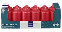 METRO Professional Candela a colonna, 100% paraffina, durata: 21h ca., rosso, 12 pezzi