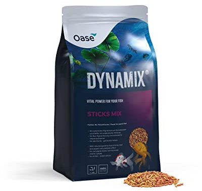 OASE Dynamix Sticks Mix 20 L, Fischfutter, Teichfischfutter, ideal bei gemischter Haltung von natur- und rotfarbigen Fischen, gleichmäßiges Wachstum, schillernde Farben, verbesserte Vitaminaufnahme