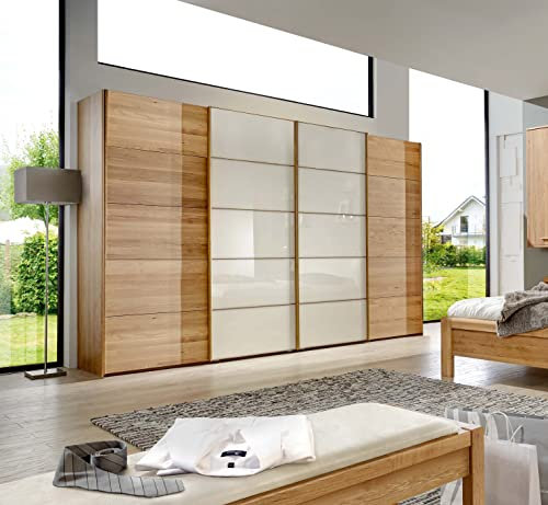 WIEMANN Kiruna Kleiderschrank, Braun, Creme, beige, Champagner, grau, Eiche, Breite 400 cm / 217 cm Höhe