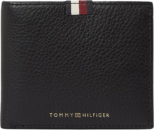 Tommy Hilfiger TH PREM LEA CC FLAP AND COIN, Herren Geldbörsen, Black,