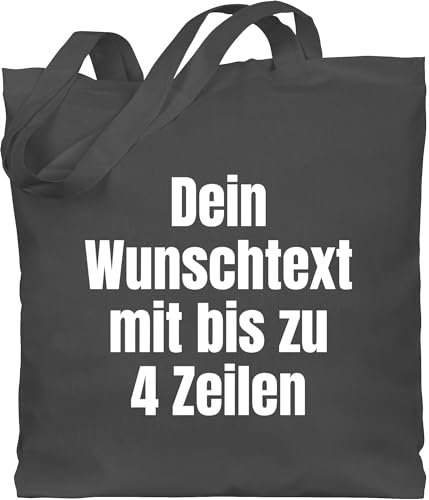 Baumwolltasche - Aufdruck selbst gestalten - Wunschtext I Eigener Text I Custom Text - Unisize - Dunkelgrau - jutebeutel name stoffbeutel kindergarten personalisierte datum beutel