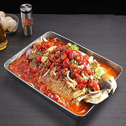 Tiefe Backblechform, rechteckige Kuchenform, Edelstahl-Backblech, tiefe Lasagnepfanne, Kuchenform, für Brownie-Kuchen-Lasagne, langlebig, ofen- und spülmaschinenfest (26 x 20 x 5 cm)