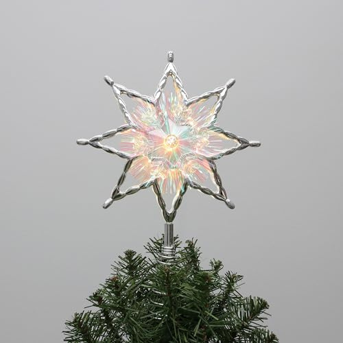 Philips 11.25 Silver Star Treetopper with Iridescent Tinsel - 3 Light Functions with Control Box and Coil - 10 Bicolor Microdot LEDs - 72 Lead-in