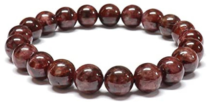 Bracelet en GRENAT de qualité A - Perles rondes de 8mm- Pierre naturelle - Bijou Artisanal (17cm)