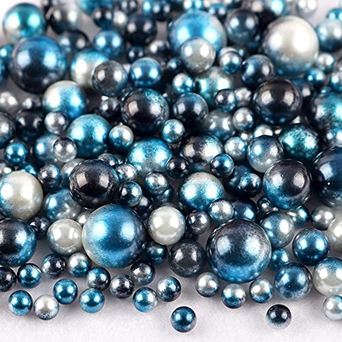 400 Stk 6mm Runde Kunststoffperlen ohne bohrung, Bunte Bastelperlen Perlen,Perlen zum Basteln für DIY Schmuck Zubehör, Streudeko Deko Perlen für Hochzeit Taufe Party Vasenfüller Tischdeko,Dunkelblau