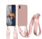 vrupin kompatibel mit iPhone X/XS Max Handykette Hülle,[2 Stück Schutzfolie 9H Härte Gehärtete Folie].Necklace Hülle Nylon Schultergurt Weich Flüssiges Silikon-Lotus Farbe
