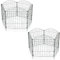 Randaco Teichzaun Gartenzaun 10tlg Set, Gartenzäune Dekorative mit 22 Zaunelemente-10 Zaunelemente und 12 Befestigungsstäben, Metallzaun Gitterzaun Länge 3,75 m (Oberbogen, Grün)