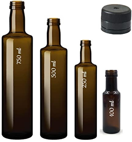 ESENCIA ANDALUSI Botellas vacías, Botella de Vino Botella de Licor Botella de Aceite Botella cerveza, Cristal, tapón, Botella Vidrio. Dórica 500 ml (500 ml - 12 Unidades)