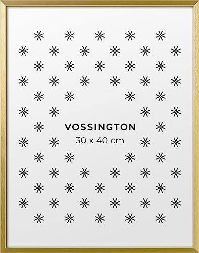 Vossington Bilderrahmen 30x40 Gold - Metall - Modernes und schmales Design - Rahmen für 1 Bild, Foto, Poster oder Puzzle im Format 30 x 40 cm (40x30 cm)