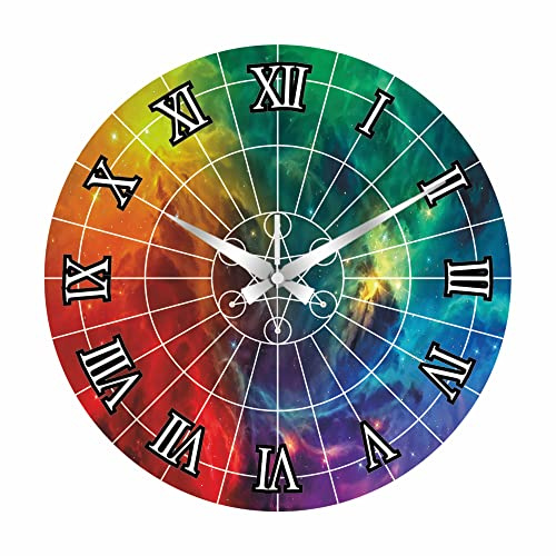 Aspira Stilvolle Metall-Wanduhr mit Buntem Universum-Motiv, farbiges Universum,Hubble Deep Field - ohne Tickgeräusche, Ø40 cm Durchmesser Quarz-Wanduhr, Schlafzimmer geeignet