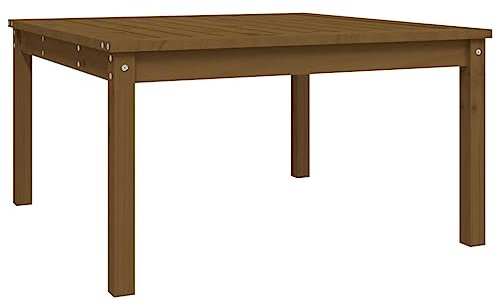 Makastle Gartentisch Kaffeetisch Terrassentisch Beistelltisch Couchtisch Balkontisch Loungetisch mit Holzrahmen, Garten Tisch für Indoors/Outdoors, Honigbraun 82,5x82,5x45 cm Massivholz Kiefer