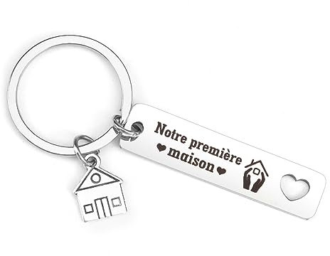 Cadeau Crémaillère, Porte-Clef Notre Première Maison, Idée Emménagement Couple, Porte Clé Personnalisable
