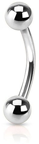 viva-adorno Piercing Banane Augenbrauenpiercing mit Kugeln Edelstahl Größen Z265, Silber 1,6 x 12 x 5mm