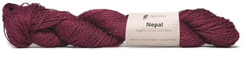 Pascuali Nepal | Strickwolle aus 60% Baumwolle (Bio), 40% Leinen, zum Stricken und Häkeln, Farbe: Himbeerrot 08