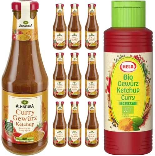 Mit Pufai Grocery, Curry-Gewürz Ketchup 500 ml x 10er + Hela Gewürz Ketchup Curry delikat 300 Mililiter