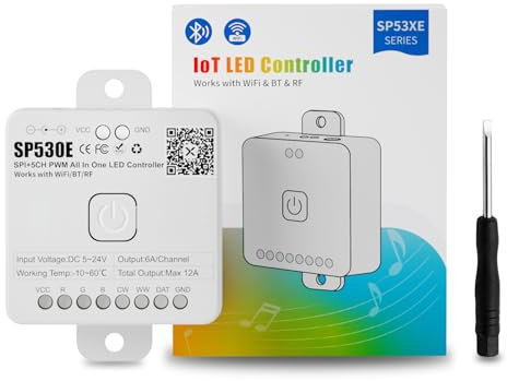 PAUTIX SP530E Controller LED WiFi Bluetooth Supporta PWM monocromatico CCT RGB RGBW RGBCCT o chip IC SPI TTL WS2811 WS2812B WS2813 WS2814 WS2815 per strisce LED SMD/COB DC5V DC12V DC24V