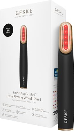 GESKE Skin Firming Wand | 7 in 1 | Anti-Aging | Mikrostrom Facelift | Reduziert Alterserscheinungen | Fortschrittlicher Facial Firmer | Red LED Light Technology | Flexibler Kopf