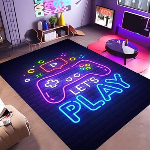 Osimiccp Gamer-Teppich für Jungenzimmer, 150 x 200 cm, rutschfest, 3D-Druck, Gaming-Teppich für Spielzimmer, Wohnzimmer, Schlafzimmer, Heimdekoration
