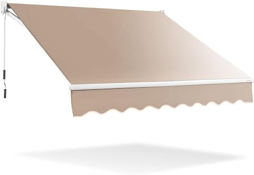 GOPLUS Toldo Retráctil Manual, Toldo Plegable Impermeable y de Protección Solar, con Manivela, Ángulo Ajustable 40-100° y Brazo Articulado, para Ventana Puerta Balcón Jardín Tienda (295X250CM, Beige)