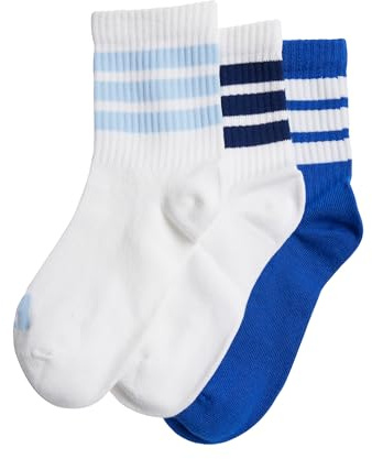 adidas Unisex Kids RIBBED 3PP SOCKS, white/white/team royal blue, 3-4 Years
