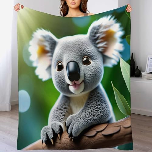 Koala Decke Kuscheldecken Couchdecke, Übergroße Warme Super Weiche Decke, Schlafdecke Tagesdecke Flauschige Decke(180×200cm)